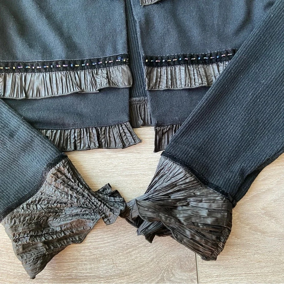 Fresh Fx Beaded Ruffles Open Front Cropped  Cardigan - Picture 10 of 14